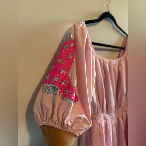 Fantastic Fawn Pink Cowboy Patch Dress Women’s Size Large - Picture 6 of 9